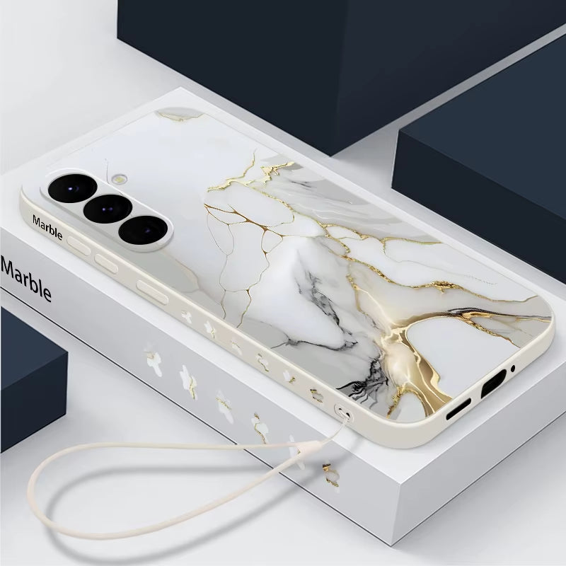 Colorful Marble Case for Samsung Galaxy S24 S23 S22 Ultra S21 S20 FE A16 A15 A25 A34 A35 A55 A52 A53 A54 5G S25 Lanyard Cover